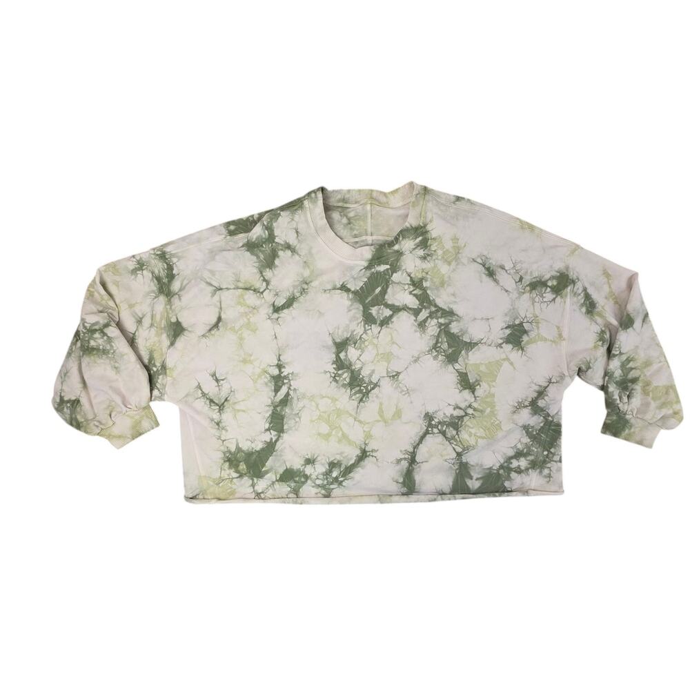 Lululemon S/M Camo Wash Willow Army Green Tie Dye La Oversize Boxy Crew Pullover